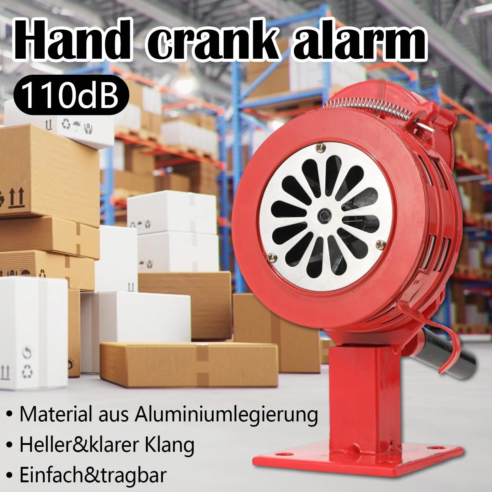 Sirena De Mano, Alarma Manual Portátil 110 Db, Operada Manualmente, Rojo