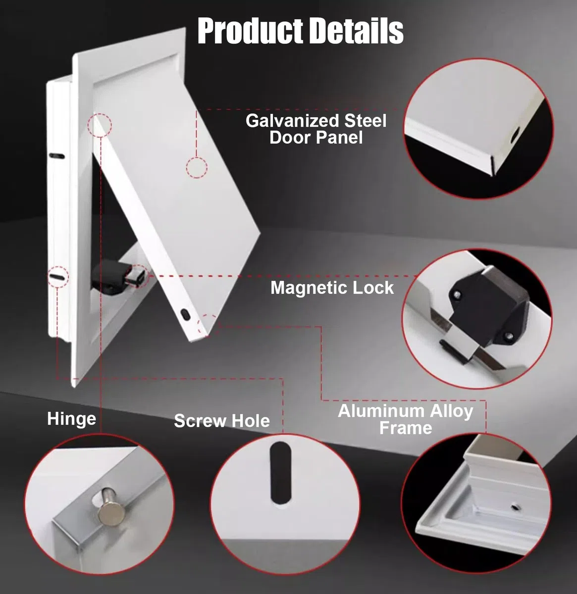 Trampilla Pladur Panel de Acceso Para Techo con Apertura Por Clic, Pequeño Panel de Acceso para Trampilla de Revisión de Fontanería, Tapa de Acceso a Servicios con Marco de Aluminio(White,25x25cm(9.8x