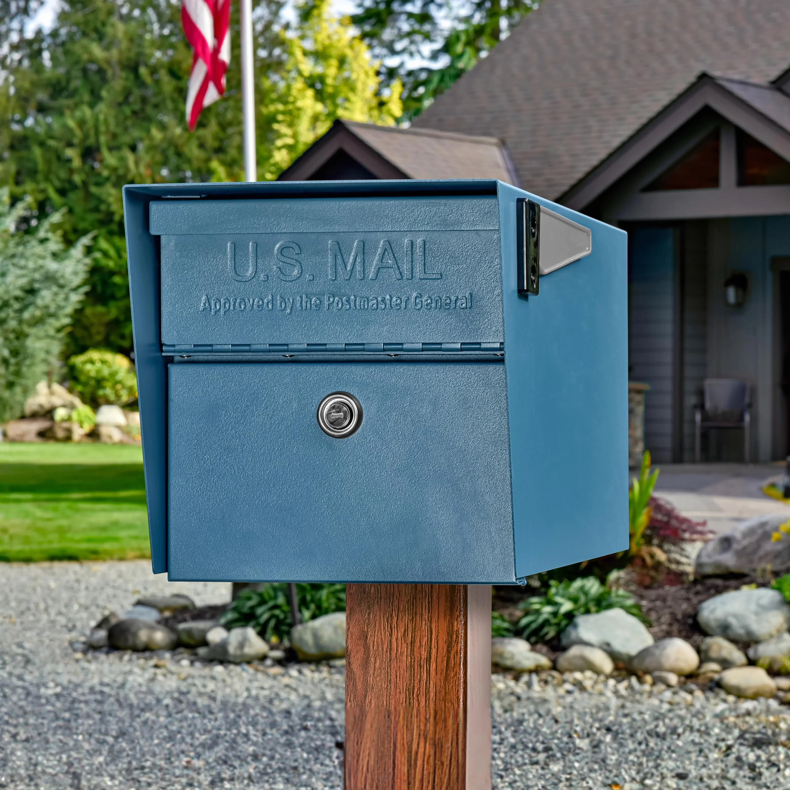 Mail Boss 7584 Mail Manager - Buzón de Seguridad con Bloqueo en la acera, Color Azul Siglo