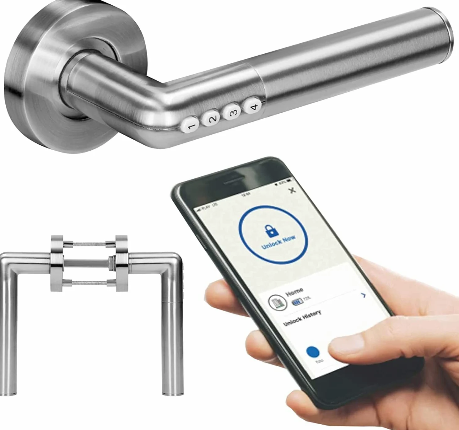 Cerradura Inteligente para Puerta con Código PIN y Bluetooth | Manilla Electrónica Digital | Maneta Inteligente IP44 para Casa Oficina y Airbnb
