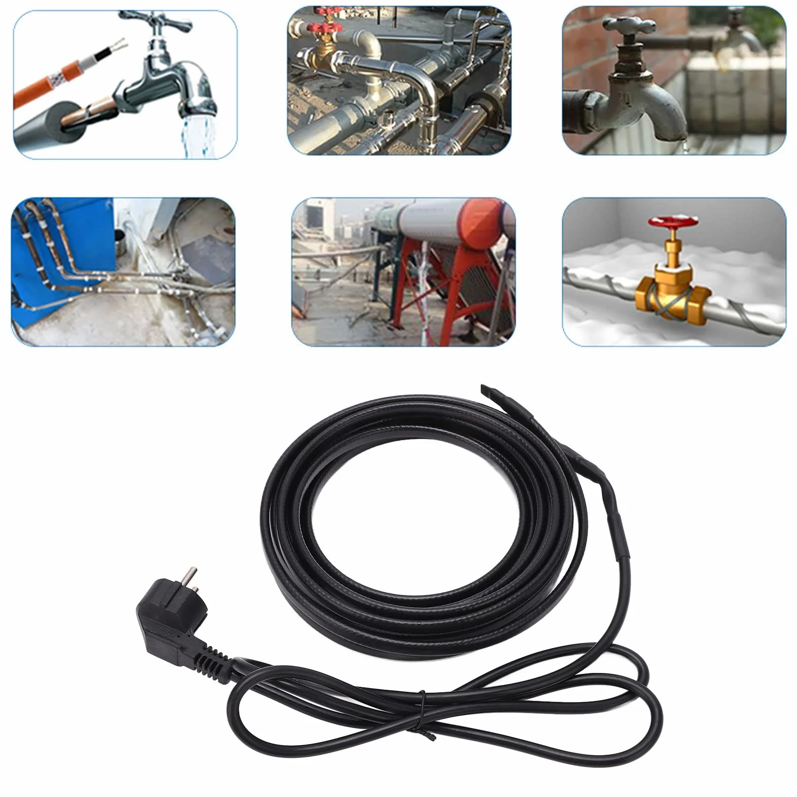 Cable Calefactor Autorregulable 5 Metros IP68 25W/m 70°C con Enchufe para Tuberías