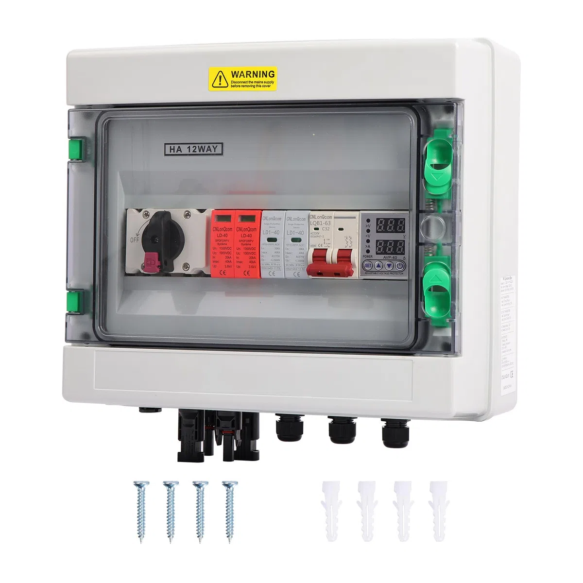 DC 1000V / AC 230V Distribution Box Photovoltaic DC Combiner Box IP65 Waterproof for Home Industrial Park Commercial Building Warehouse