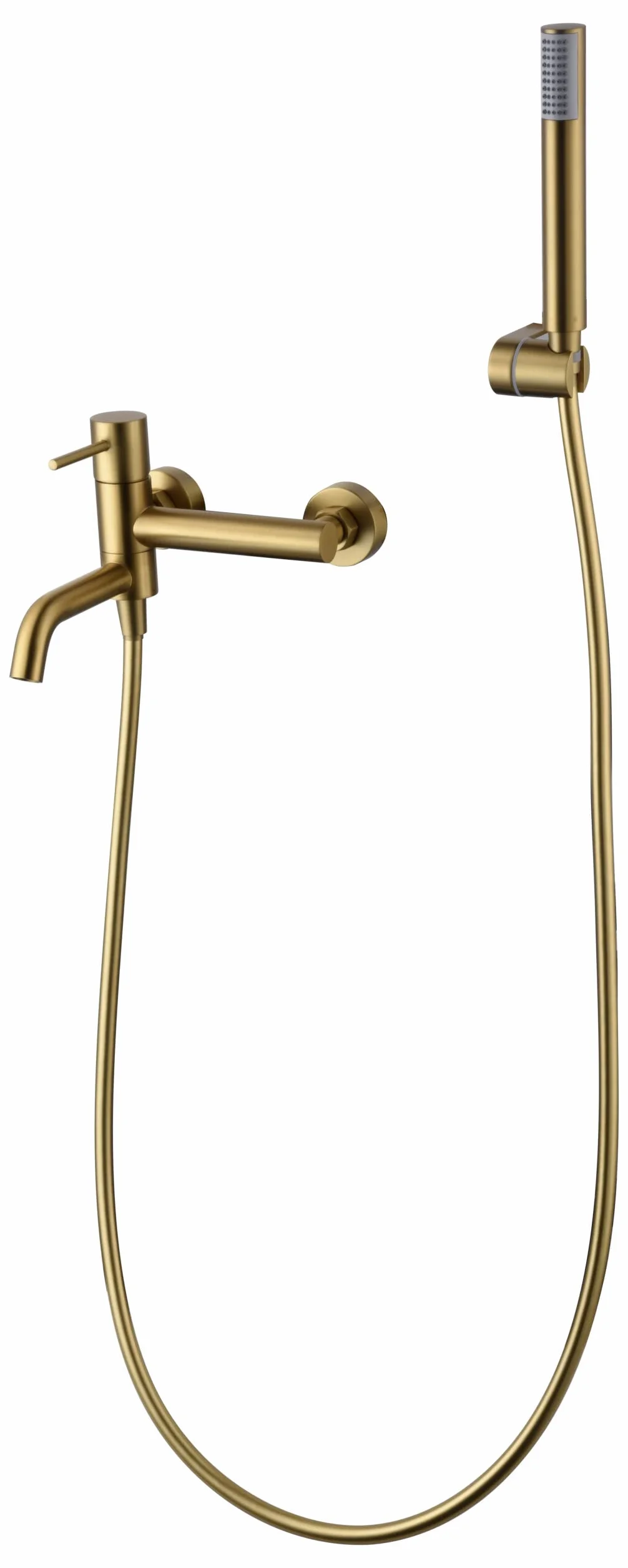 IMEX - Griferia baño y ducha, grifo monomando de bañera con caño SERIE MONZA Oro Cepillado - BDM039-4OC