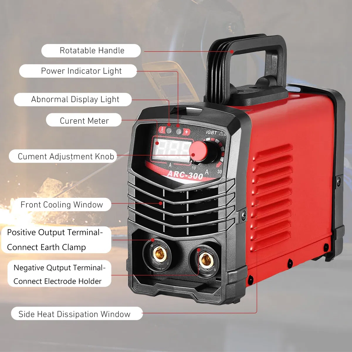 Soldador Inverter ARC-300 Portátil, Máquina de Soldar Electrodo con Pantalla Digital, Tecnología IGBT 220V, Kit Completo para Bricolaje, Talleres y Reparaciones