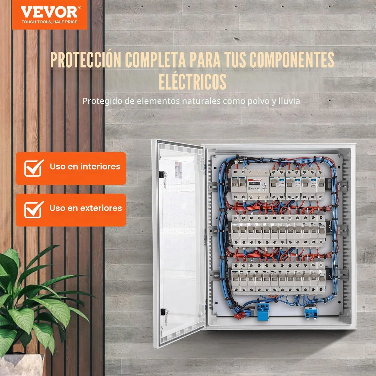 VEVOR Caja NEMA 50 x 40 x 20 cm Caja eléctrica de acero de fibra de vidrio Caja de conexiones con bisagras IP66 impermeable y a prueba de polvo para uso en interiores y exteriores con placa de montaje