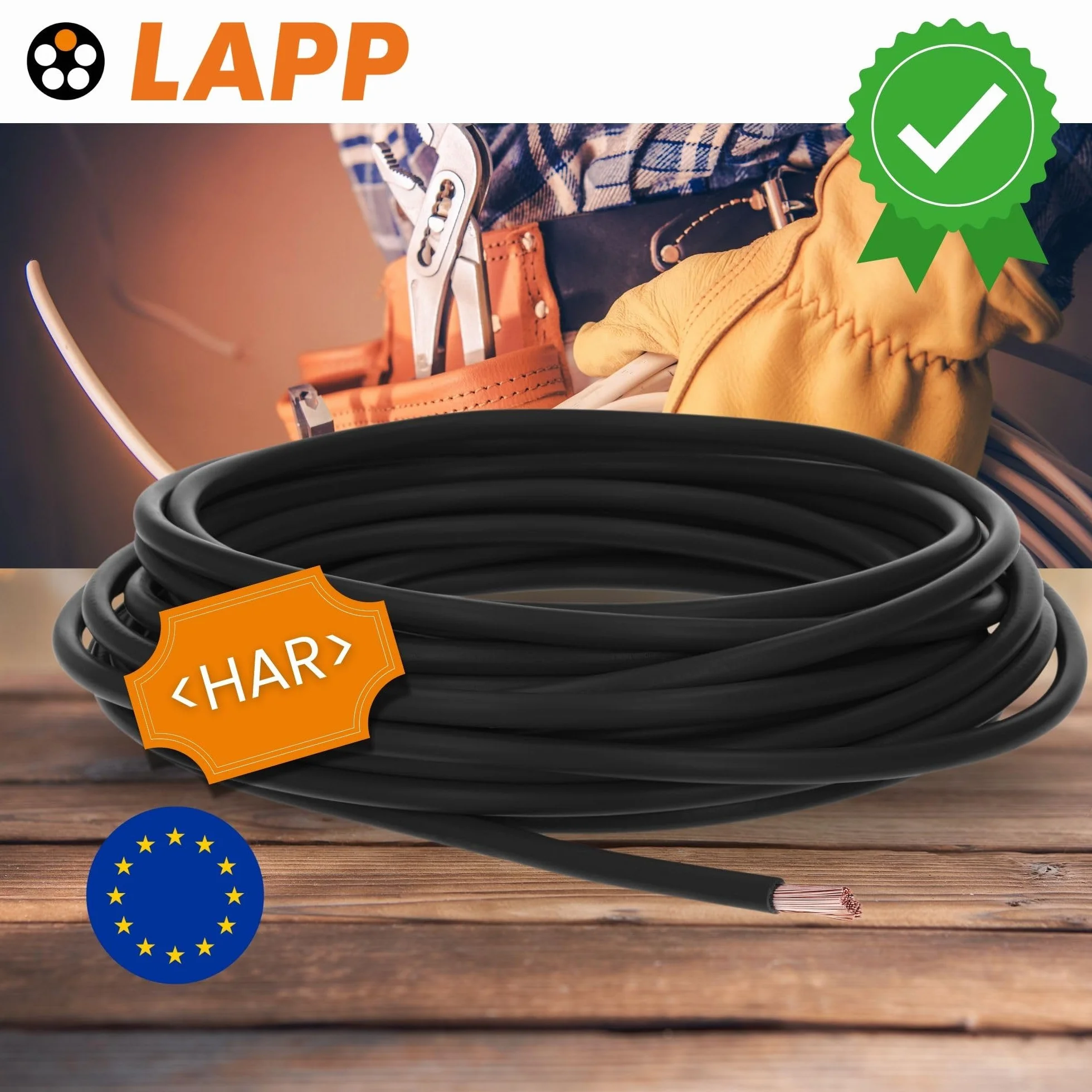 Lapp 4520016 H07V-K 16,0 mm² negro I Cable de cableado I flexible I PVC Individual I Litze 16 mm2 I Cableado