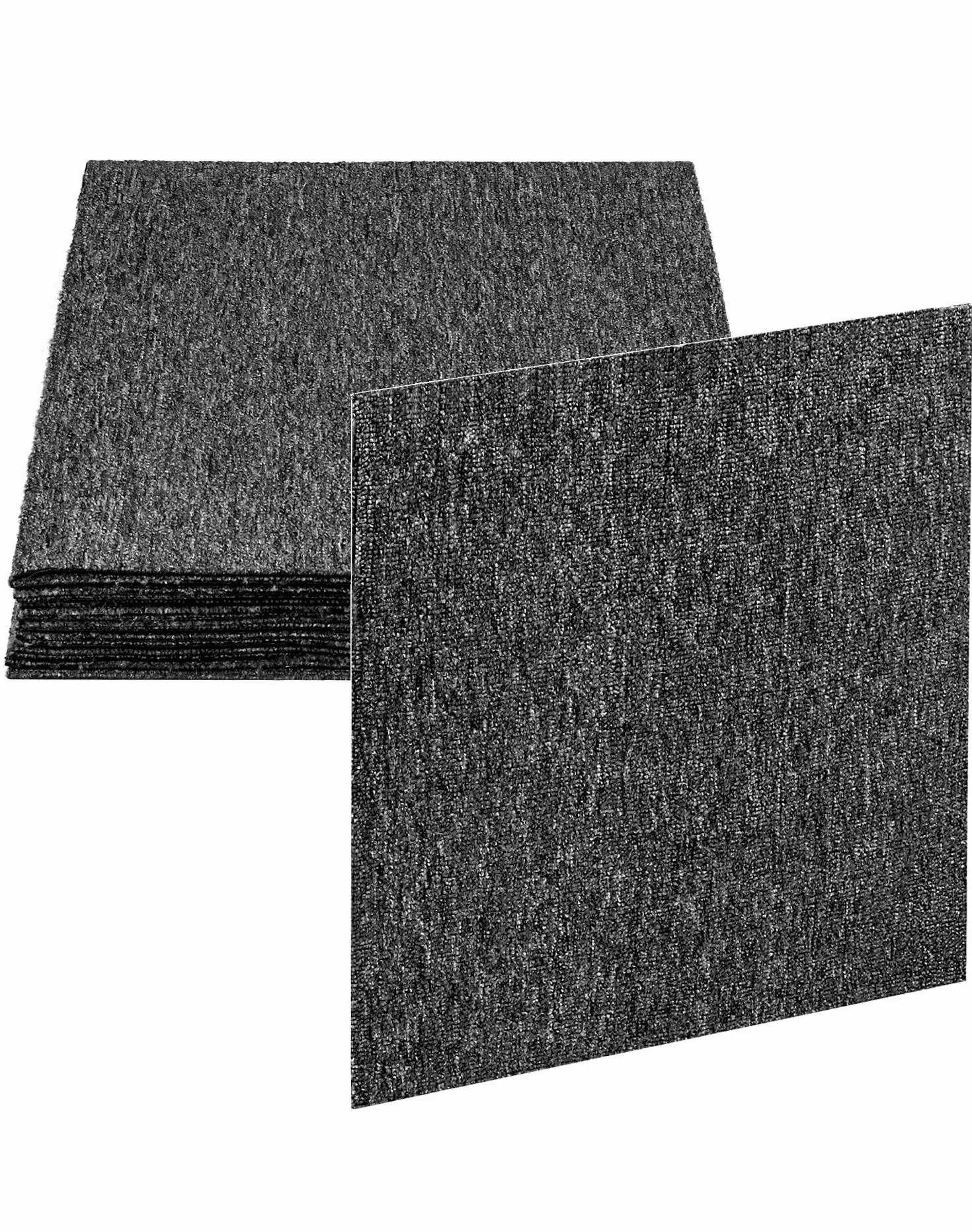QWORK 20 Piezas Losetas de moqueta con Respaldo Antideslizante - 50x50 cm - Color Gris - Ideal para Sitios Comerciales/Oficinas/Gimnasios/Hogares (5㎡)