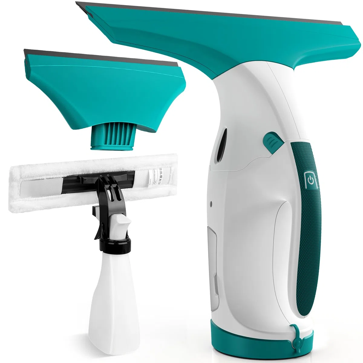 EAVE Limpia Cristales, Kit de Limpiacristales Electrico Mejorado con Escobillas de 17cm & 28cm, Limpiacristales con 40min de Autonomía & Tanque de Agua de 270ml, Apto para Ventanas, Baños, WC09(WH)