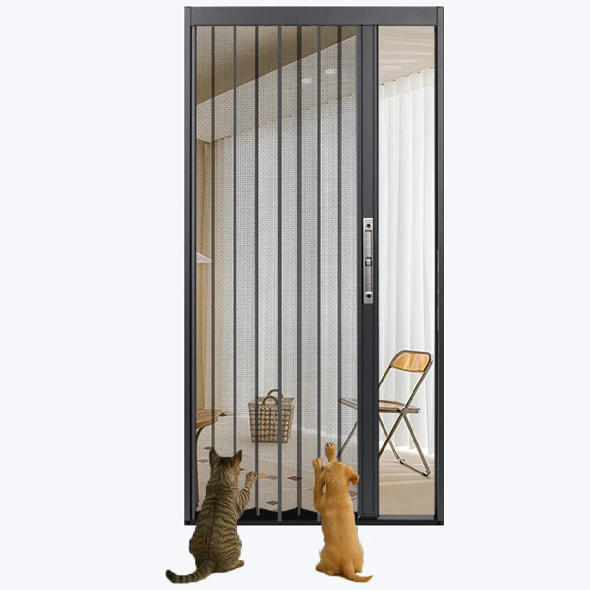 Puerta Acordeón Puerta Corredera de Malla Plegable para Gatos / Perros, Puerta Concertina Plegable Interior sin Taladro, Puertas Correderas a Medida para Privacidad con Herrajes(46x80in (117x203cm))