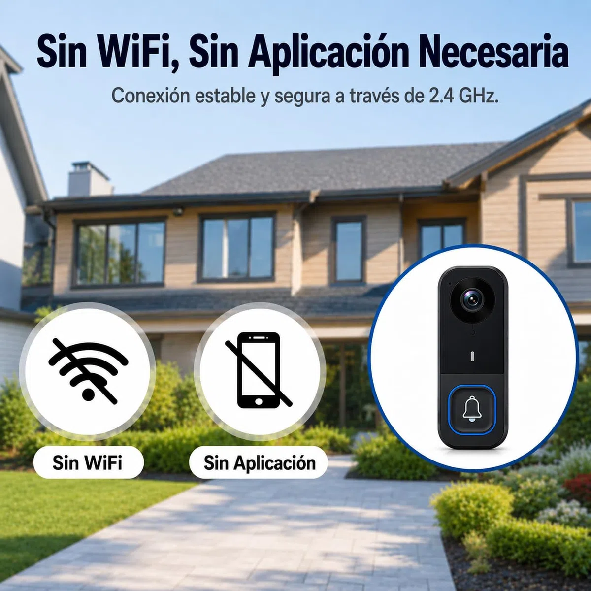 Winnes Videoportero Inalámbrico con Pantalla IPS de 4,5”, Timbre sin WiFi ni App, Comunicación Bidireccional, Visión Nocturna Infrarroja, Grabación Local, Alcance 120 m