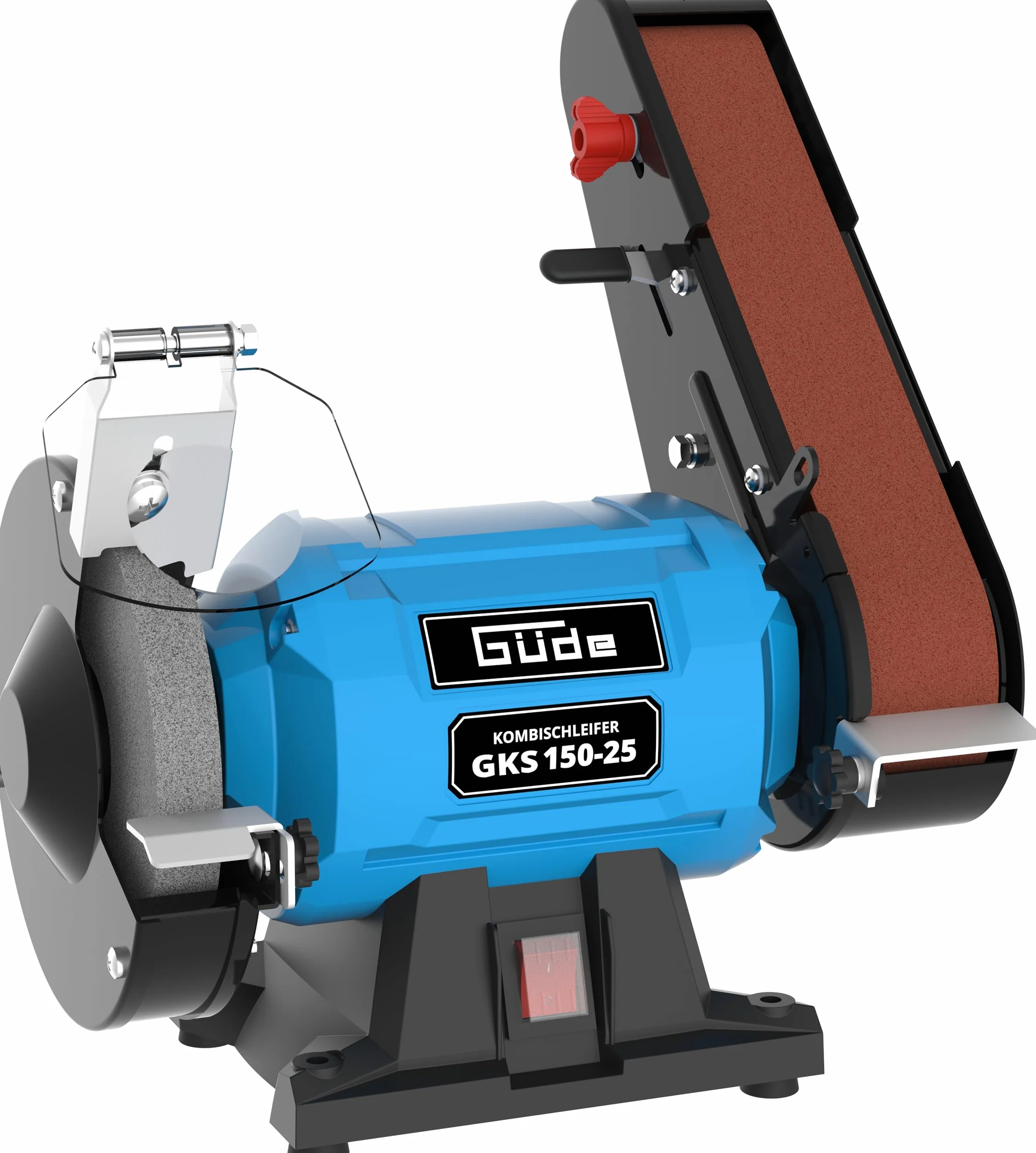Güde Lijadora combinada GKS 150-25 (250 W, 2980 1/min, motor de condensador, pie de máquina estable, dispositivo de protección contra chispas ajustable, disco abrasivo fino Ø 150 mm 36 K, banda de