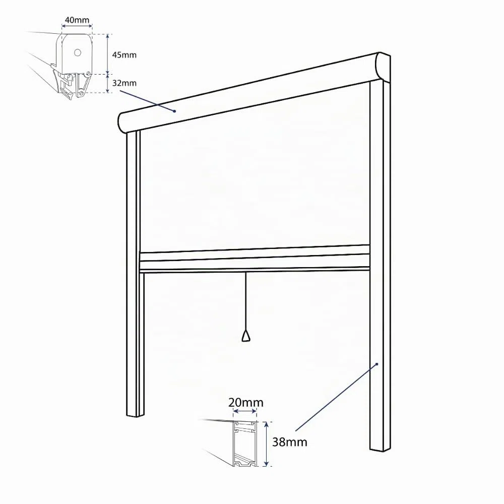 Mosquitera Enrollable Ventana de PVC Ajustable (2, Anch. 1300mm x Alt. 1600mm)