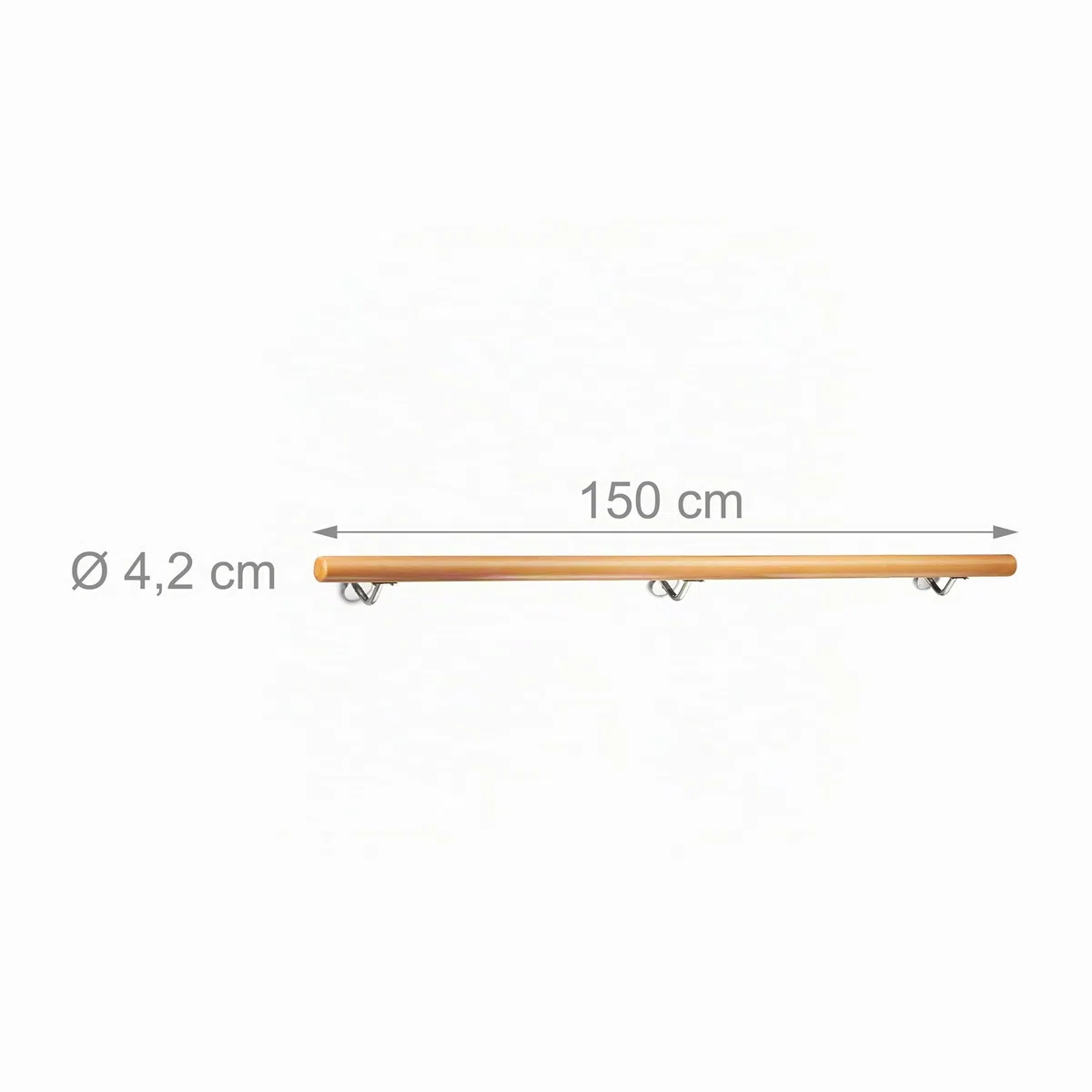 Relaxdays Pasamanos Escalera Rústica con Soportes, Madera de Haya, Natural, 150 cm