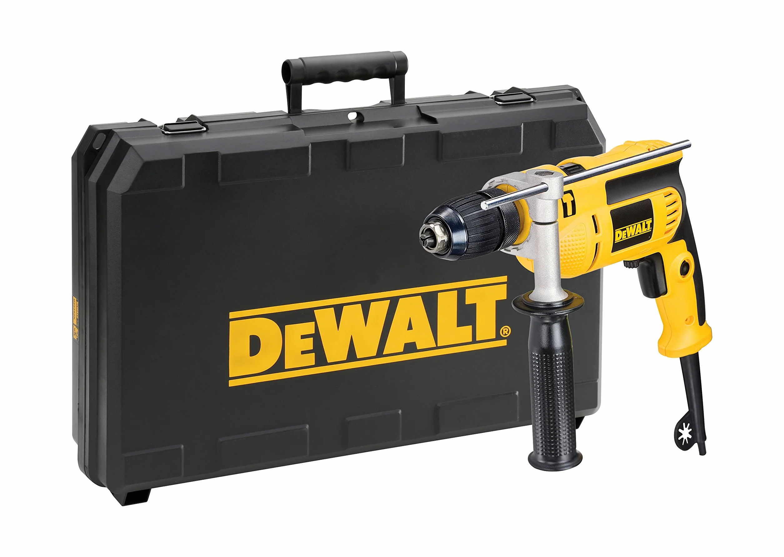 DEWALT DWD024KS-QS, Taladro percutor 701W, Potencia de salida 302W, 0-2800 rpm, 8.6Nm de par, Portabrocas sin llave 1.5-13mm, Empuñadura lateral, Tope de profundidad, Velocidad variable, Incl. Maletín