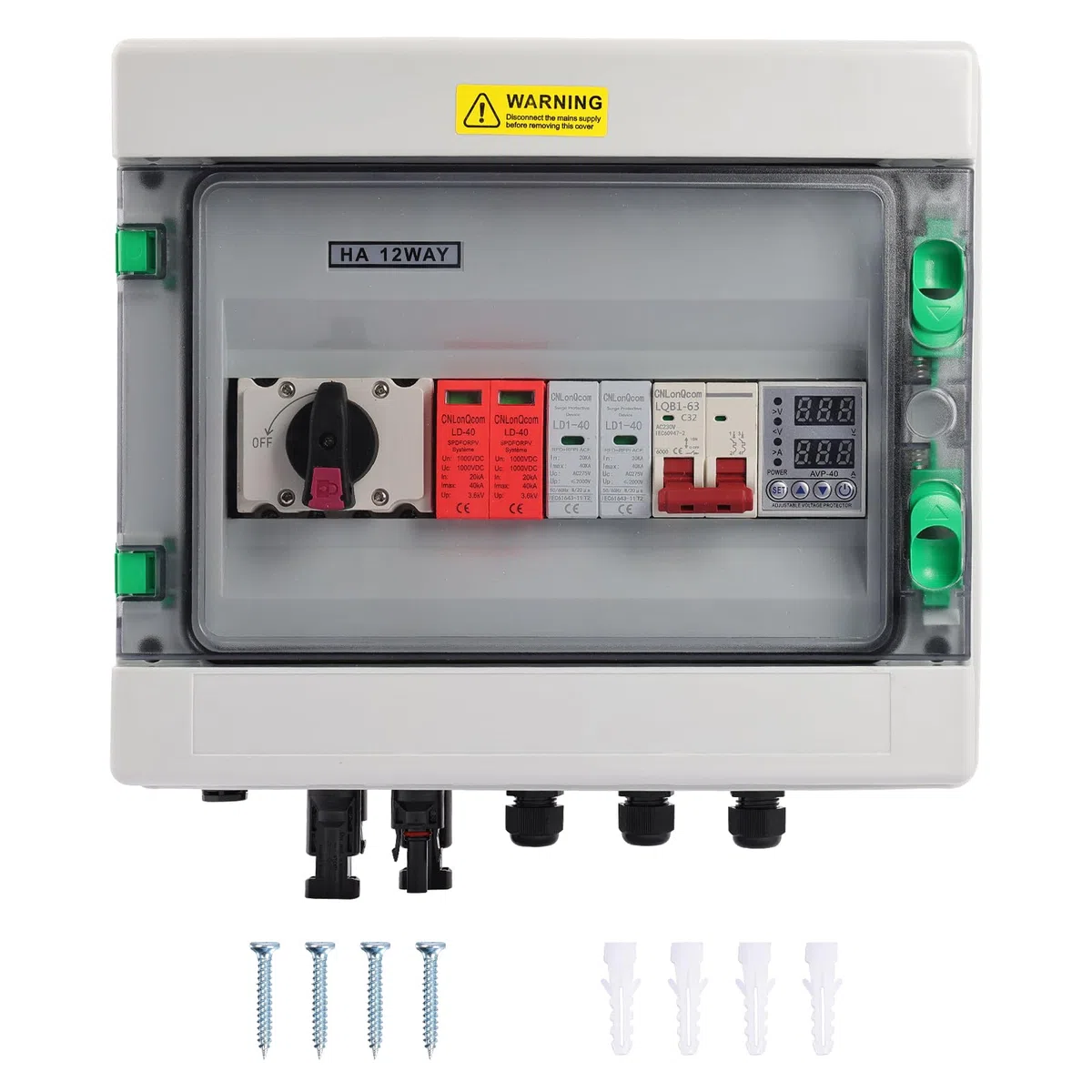 DC 1000V / AC 230V Distribution Box Photovoltaic DC Combiner Box IP65 Waterproof for Home Industrial Park Commercial Building Warehouse