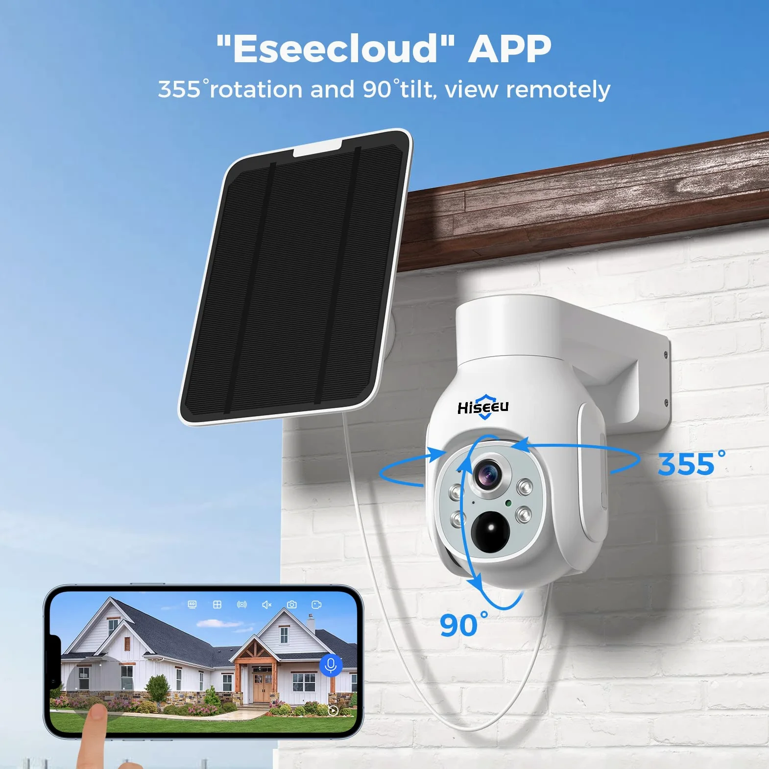 Hiseeu Solar Kit Cámara Vigilancia WiFi Exterior, 4X 4MP Solar Cámaras de Seguridad, 10CH NVR Sistema de Videovigilancia con 10" Monitor, Visión Nocturna, Detección de Movimiento, 1TB HDD