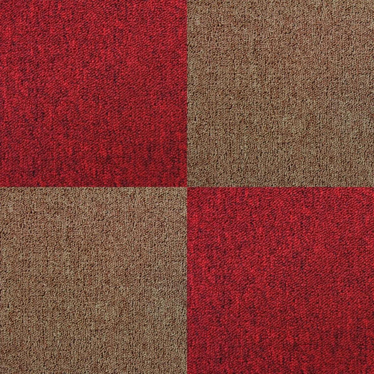 Losetas de Moqueta 40 Unidades ARENA Y ROJO ESCARLATA 50x50cm | Cubre 10 m² | Fácil instalación | Reemplazo individual | Uso doméstico o profesional | Resistente y lavable con lejía | Alfombra moqueta