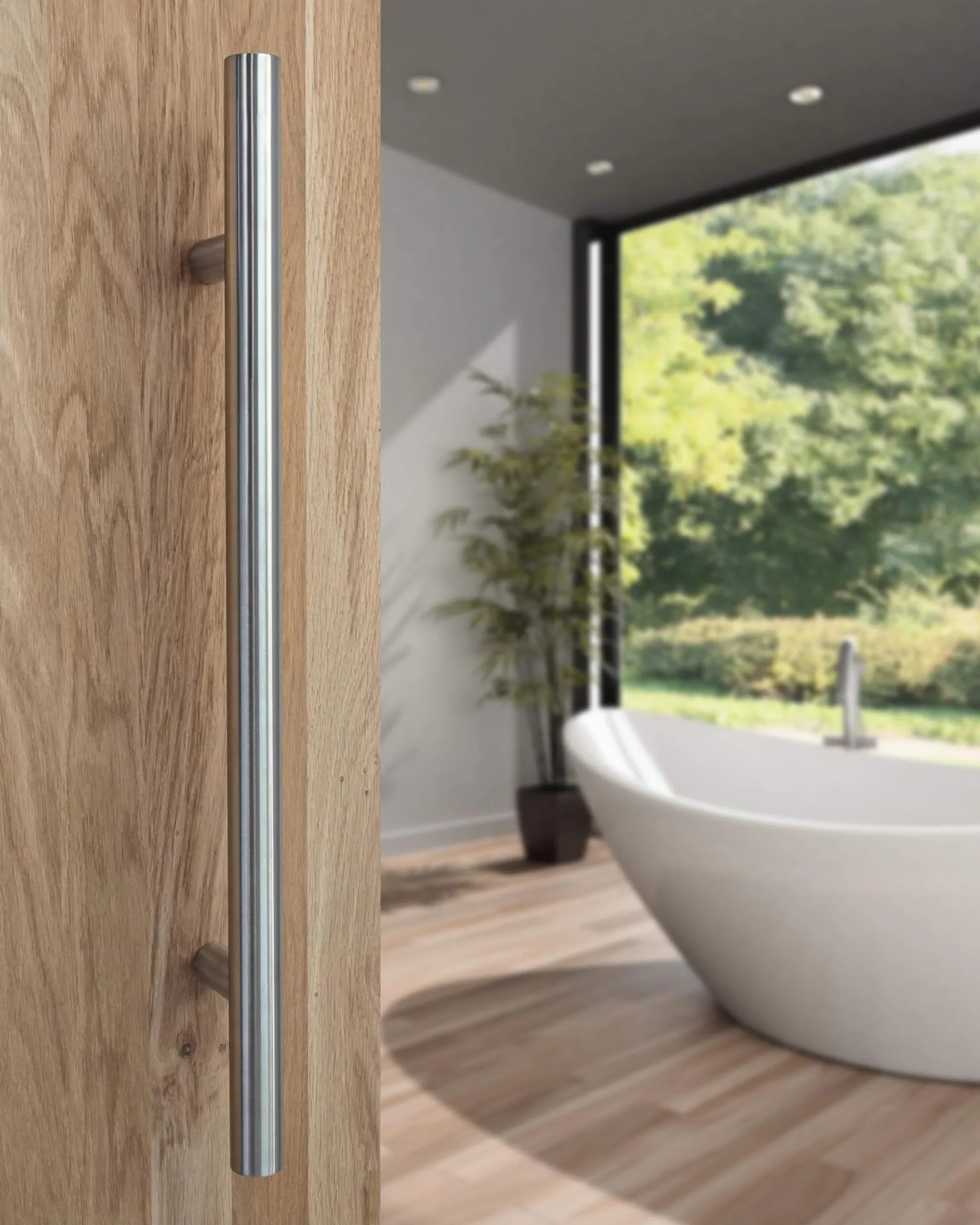 Gedotec Puerta delantera tiradores redondos rectos de acero inoxidable - HE10008 | Longitud 600 mm | Distancia entre agujeros 400 mm | Mango de barra Ø 30 mm | diseño material sujeción - 1 pieza