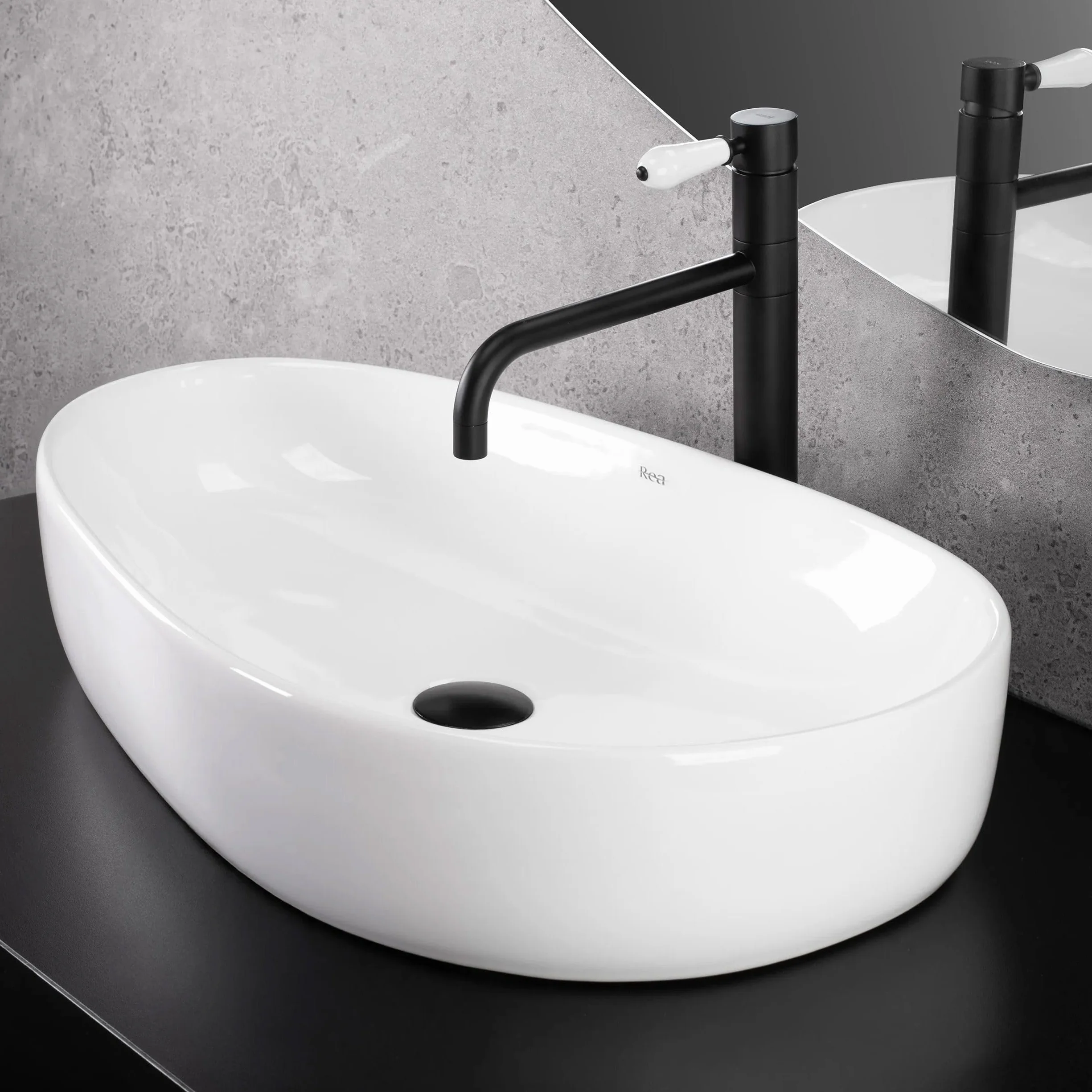 Lavabo Sobre Encimera Rea Sandra White 65X40X13Cm