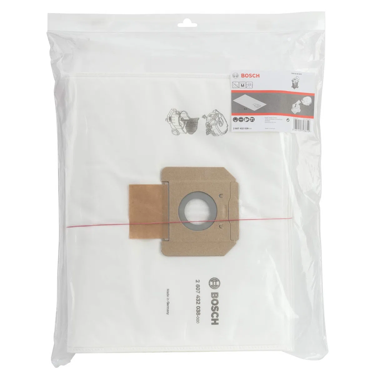Bosch Professional Bolsas de vellón para aspiradora, para GAS 55, en bolsa de plástico, Set de 5 Piezas