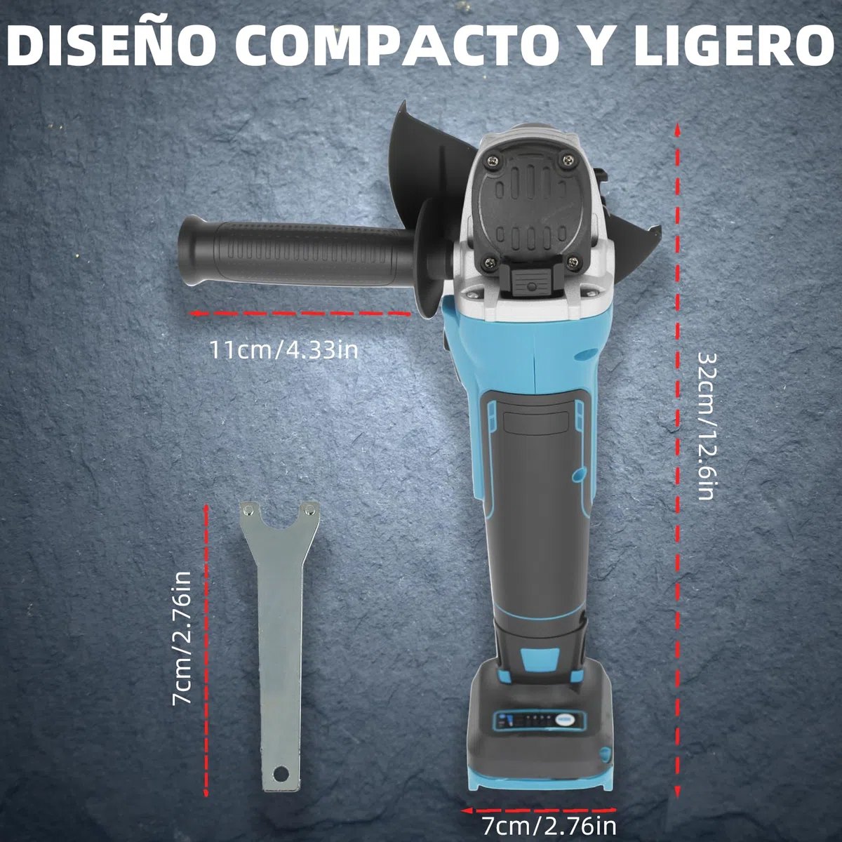 Amoladora angular con batería compatible con Makita 18 V, 8500 rpm, control de velocidad de 4 niveles, disco abrasivo de 125 mm con llave de lijadora para lijar, cortar y pulir (sin batería)
