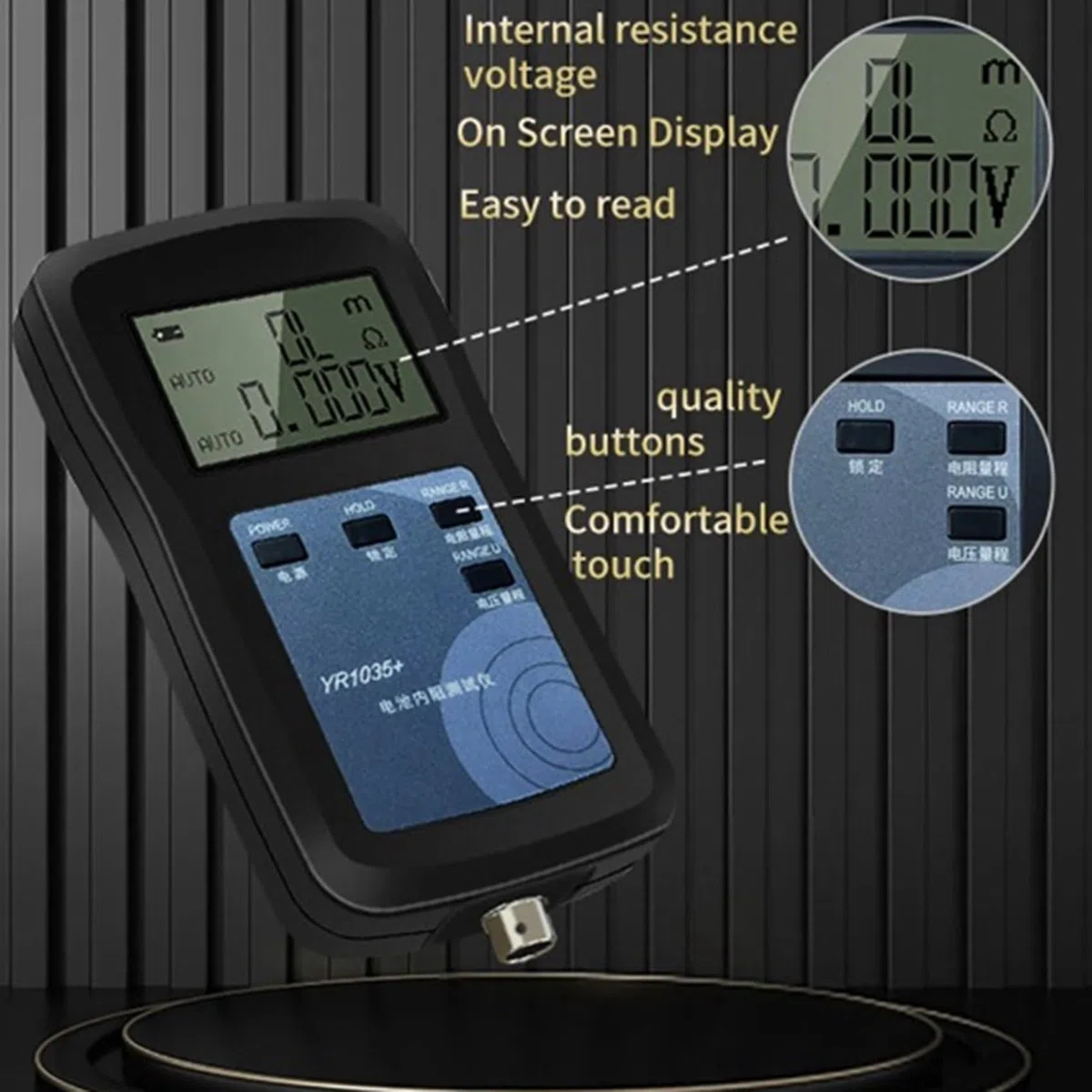 YR1035+ Probador de Resistencia Interna de Batería de Litio de 4 Cables, Ohmímetro Interno de Batería de 100 V para Batería de Iones de Litio Ni- Ni-CD, A