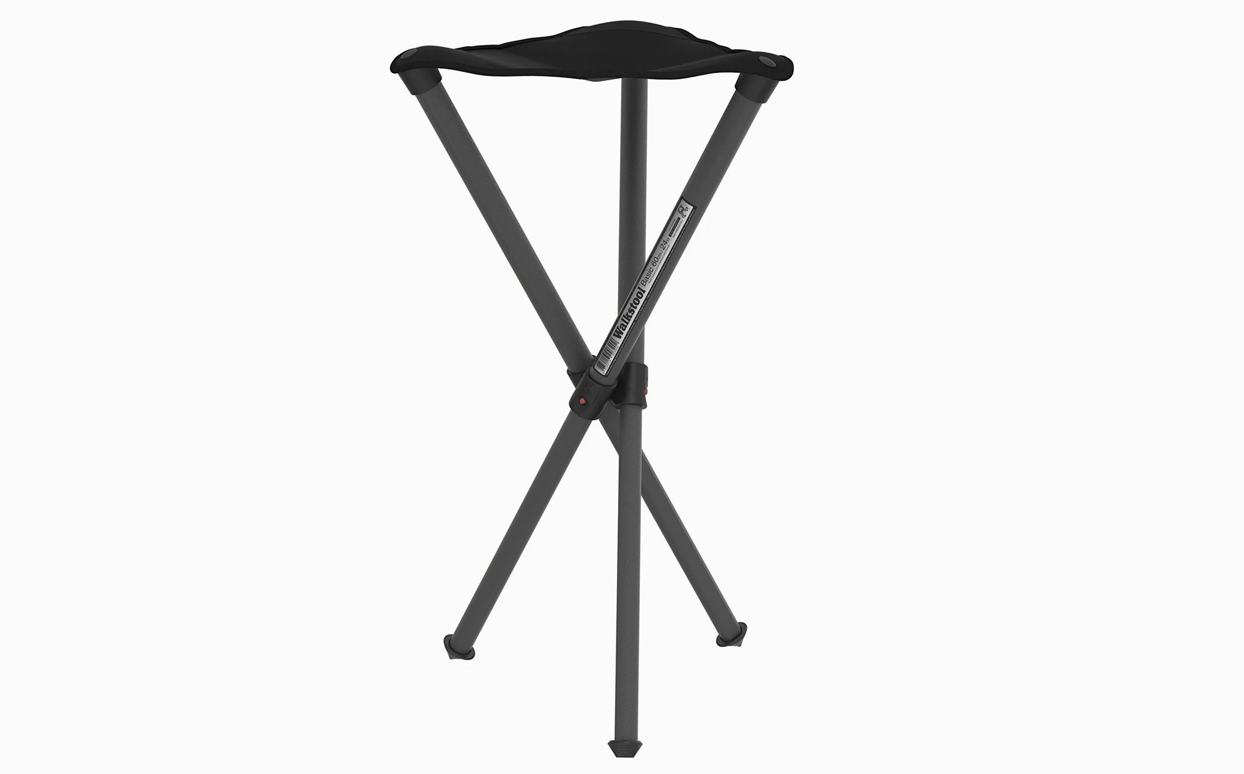 Walkstool - Modelo Basic - Negro - Taburete Plegable 3 Pies de Aluminio - Altura del Asiento 60 cm - Taburete Plegable - Carga máxima 175 kg - Hecho en Suecia