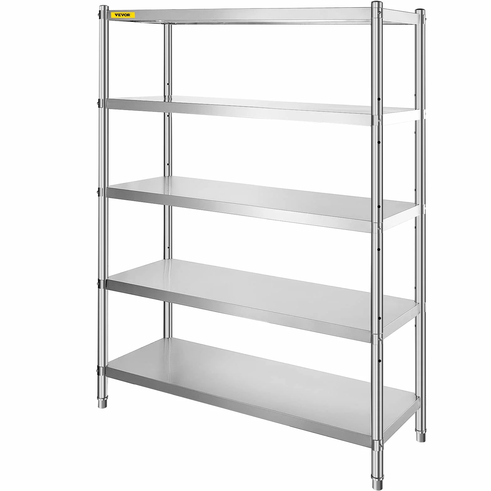 VEVOR Estantería de Acero Inoxidable de 48 x 18.5 Pulgadas, 5 Niveles Ajustables, estantería de Acero Inoxidable Resistente para Cocina, Oficina, Garaje, Almacenamiento, 330 Libras por Estante