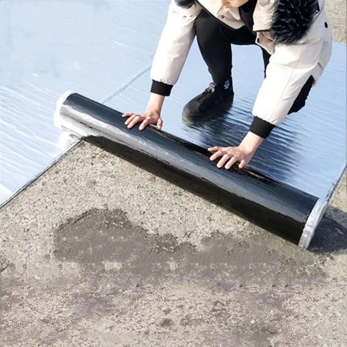 Cinta Impermeable Autoadhesiva para Casas,Tela Asfaltica de Aluminio para Aislante Sellador,para Goteras,Grietas Superficiales,Huecos en el Marco de la Ventana,Personalizable (1x2m)