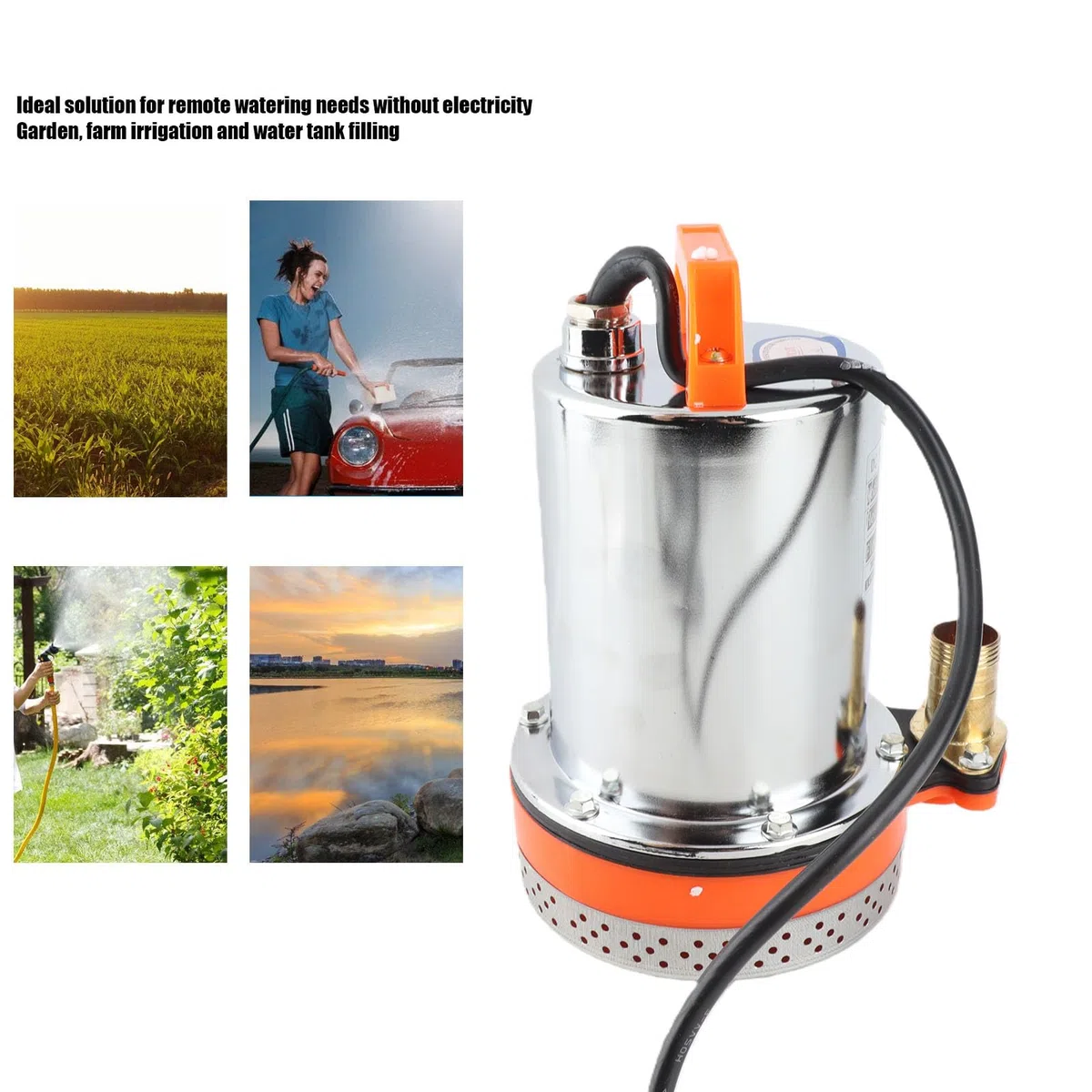 Bomba Sumergible de 12 V CC Bomba de Agua Solar Bomba de Agua Sumergible Solar con Batería Pequeña Ideal para Riego, Acuicultura y Drenaje de Piscinas, Elevación máxima: aprox. 8