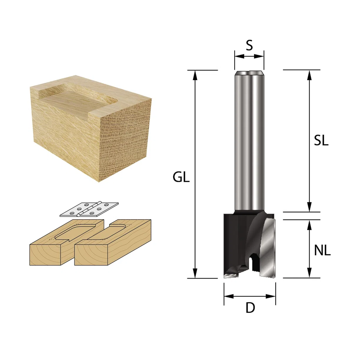 ENT 13422 Fresa para desbaste, en carburo, vástago (S) de 8 mm, diámetro (D) de 30 mm, NL 12 mm, SL 32 mm, GL 48 mm