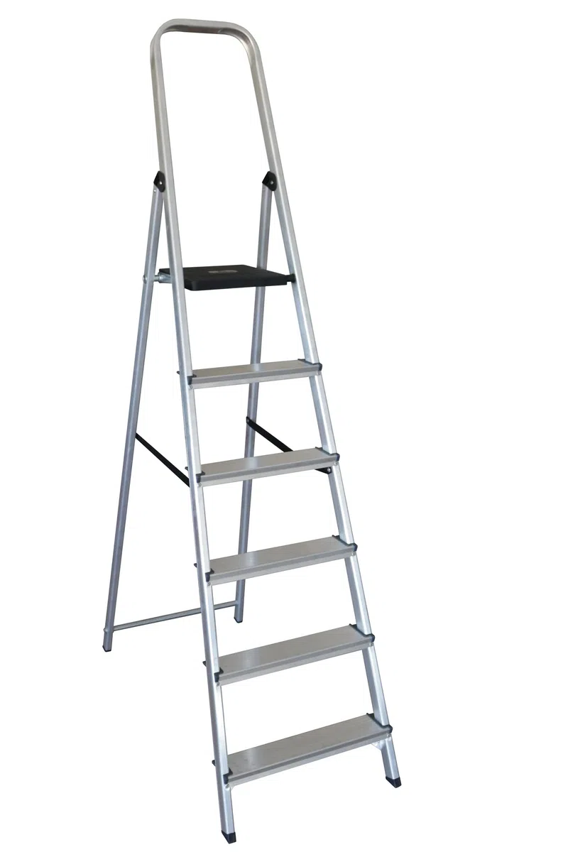 KTL - Escalera de Tijera K-OFFICE (6 Escalones) de Aluminio Silver 150 kg