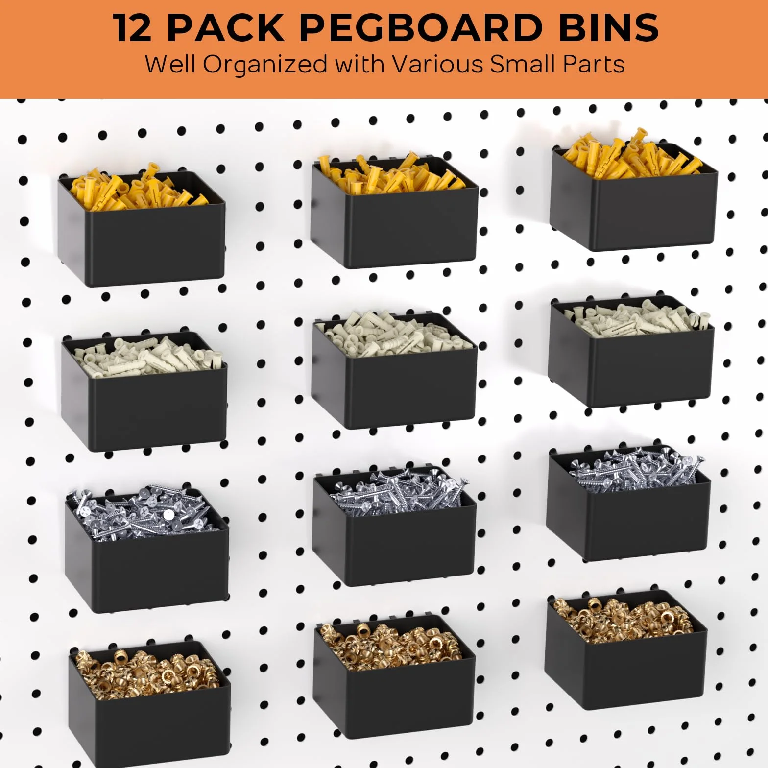 INCLY Kit organizador de accesorios para tablero de clavijas de 278 piezas, juego de ganchos para tablero de clavijas con contenedores para organizar herramientas, surtido de ganchos para tablero de