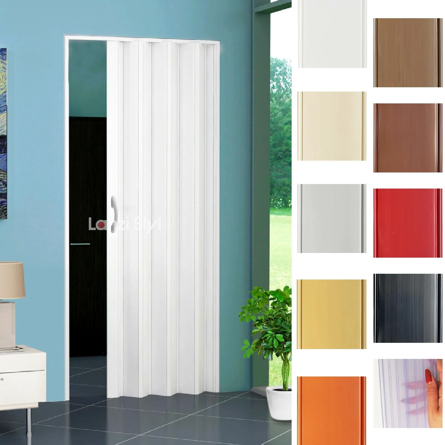PUERTA PLEGABLE Mod Lorella TODO A TU MEDIDA en colores PVC Paneles disponibles en alturas 220 250 300 cm PRECIO INICIAL x medidas del 0 al 95 x 220 accesorios incluidos vídeo instrucciones