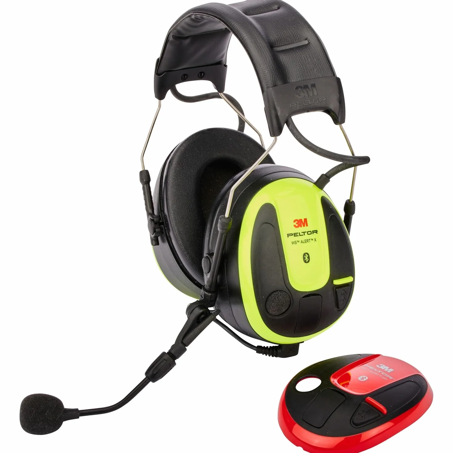 Peltor 3M WS ALERT X MRX21A4WS6 Orejera, 30 dB, Amarillo, Auriculares Bluetooth con Micrófono Boom con Cancelación de Ruido, Kit de Higiene, Recordatorio, para entornos ruidosos