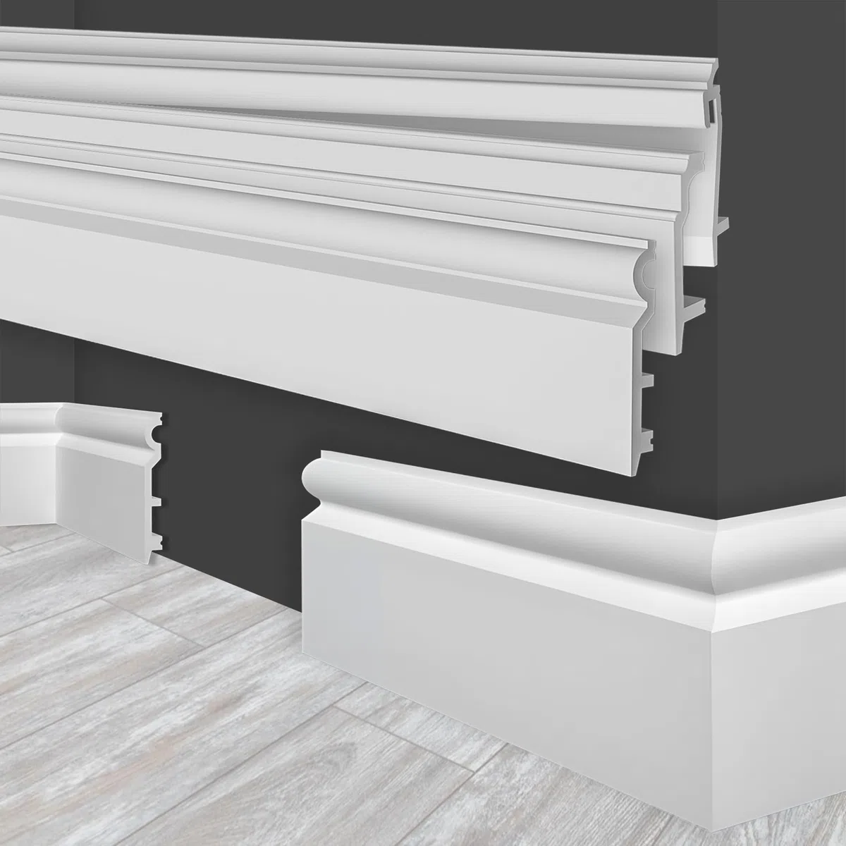 MARBET DESIGN Rodapiés de plástico blanco HDPS - Perfil de rodapié de 2 metros, listones de acabado para suelos, molduras de suelo, canal de cables (HF-2 120x15 mm, 10 metros)
