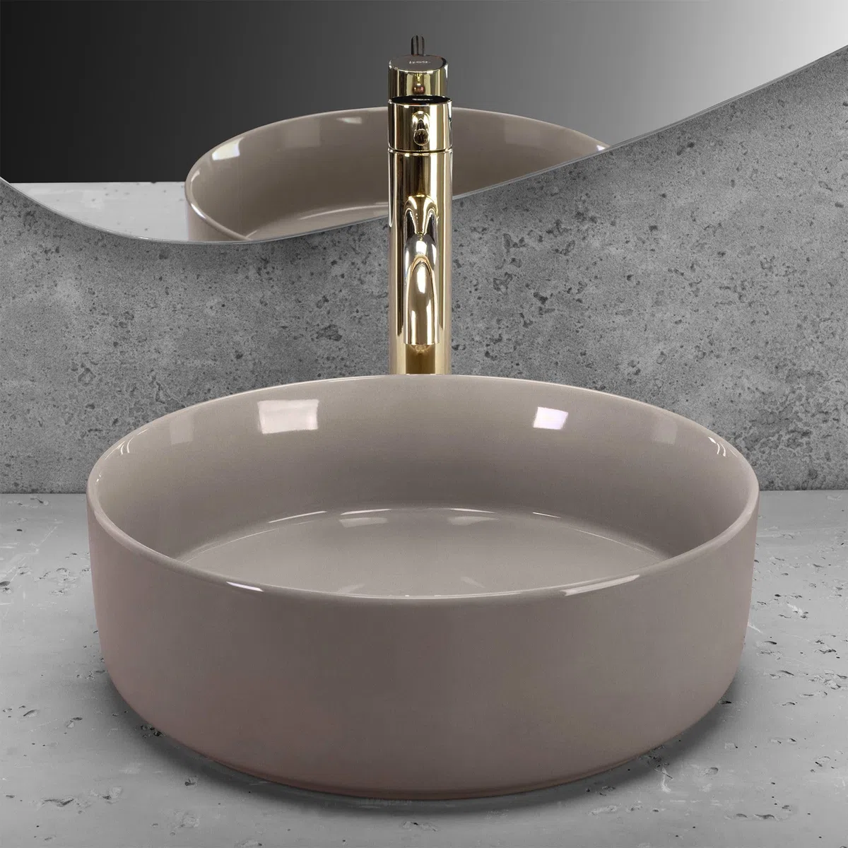 Lavabo Sobre Encimera Rea Sami Shiny Beige