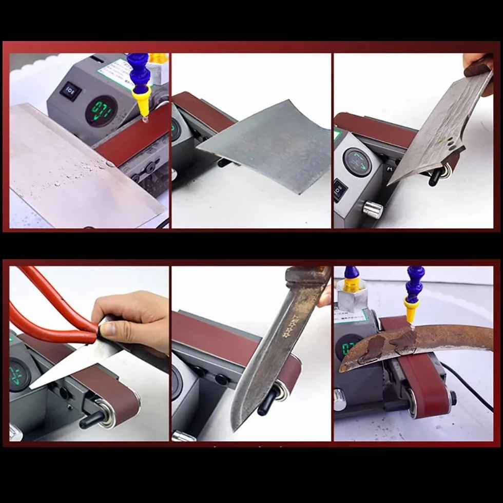 Mini Afilador de Cuchillos Eléctrico, Lijadora de Banda de Doble Propósito en Seco y Húmedo, Lijadora, Pulidora, Velocidad de 0-13000RPM