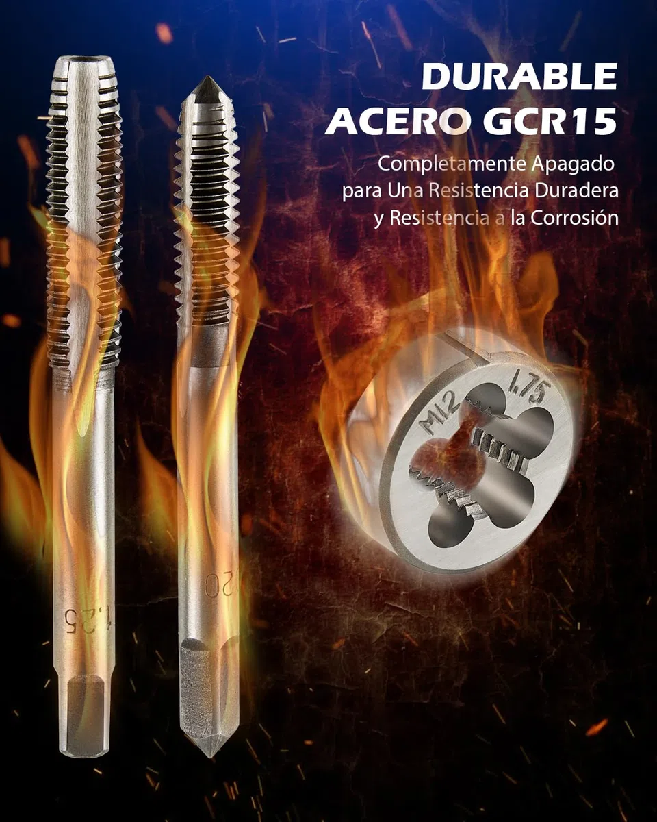 Orion Motor Tech Juego de Machos y Matrices de 40 Piezas, Tamaños Métricos | Kit de Herramientas para Mejorar el Hogar para Crear y Reparar Roscas | Juego de Herramientas Manuales con Llaves Métricas
