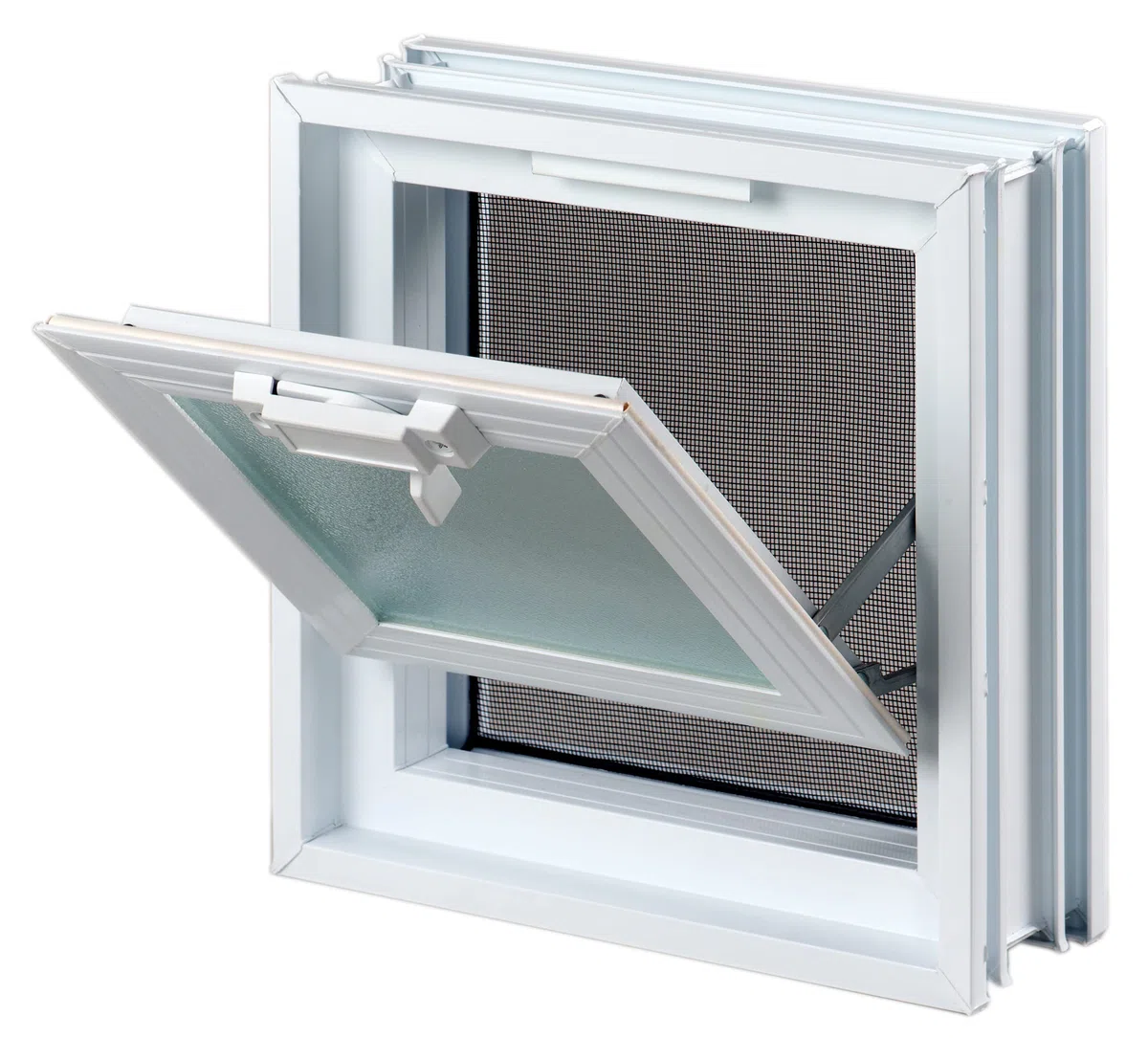 Ventana de ventilación para insertar en una pared de bloques de vidrio, ladrillo u hormigon | Dimensiones cm 24X24X8 | Sustituye 1 bloque de vidrio de 24x24x8 cm.| Unidad de venta 1 ventana