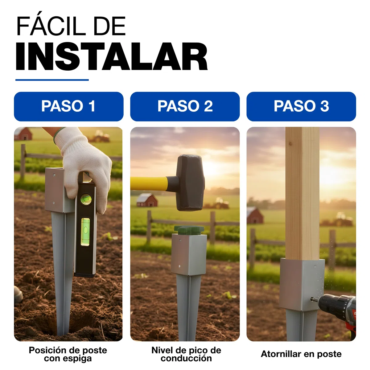 GeZu Impex Soporte para Poste 101 x 101 x 750 mm Galvanizado por Inmersión en Caliente Juego de 8 Fundas de Tierra con Punta de Anclaje para Soporte de Valla