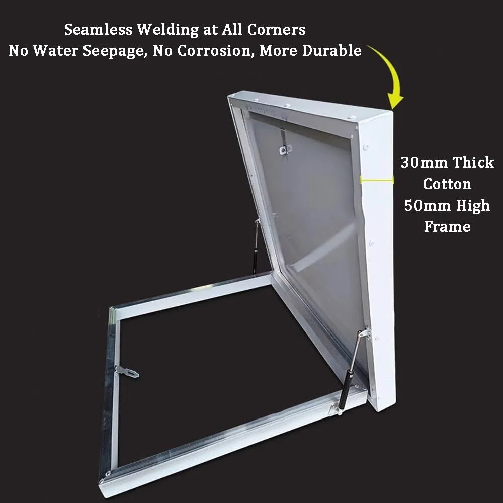 WIGING Trampilla De Acero Galvanizado para Ático Sótano Escaleras Tapa De Salida con Amortiguador De Gas, Impermeable para Ático Tapa De Trampilla para Patio(100x80x7cm)