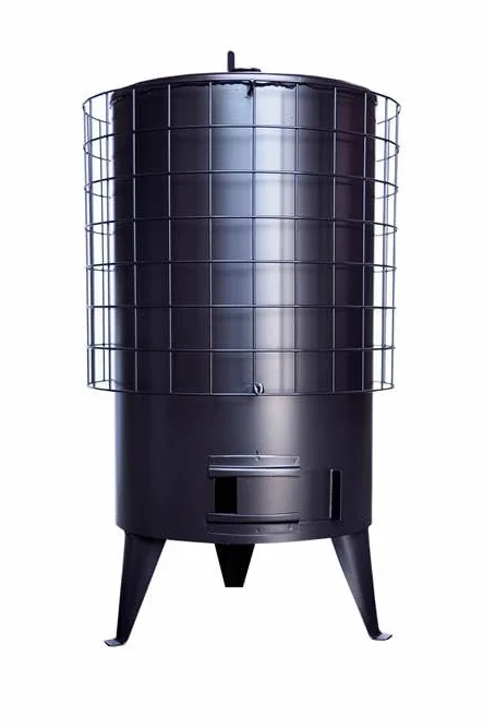 Estufa De Leña Redonda, Temperatura de los humos: 305ºc, Potencia 8.8 Kw Para Calentar Una Superficie De 50 M², Estufa Grande Chapa Para Leña, Estufa De Leña, Estufa De Carbon y Leña (Negro)