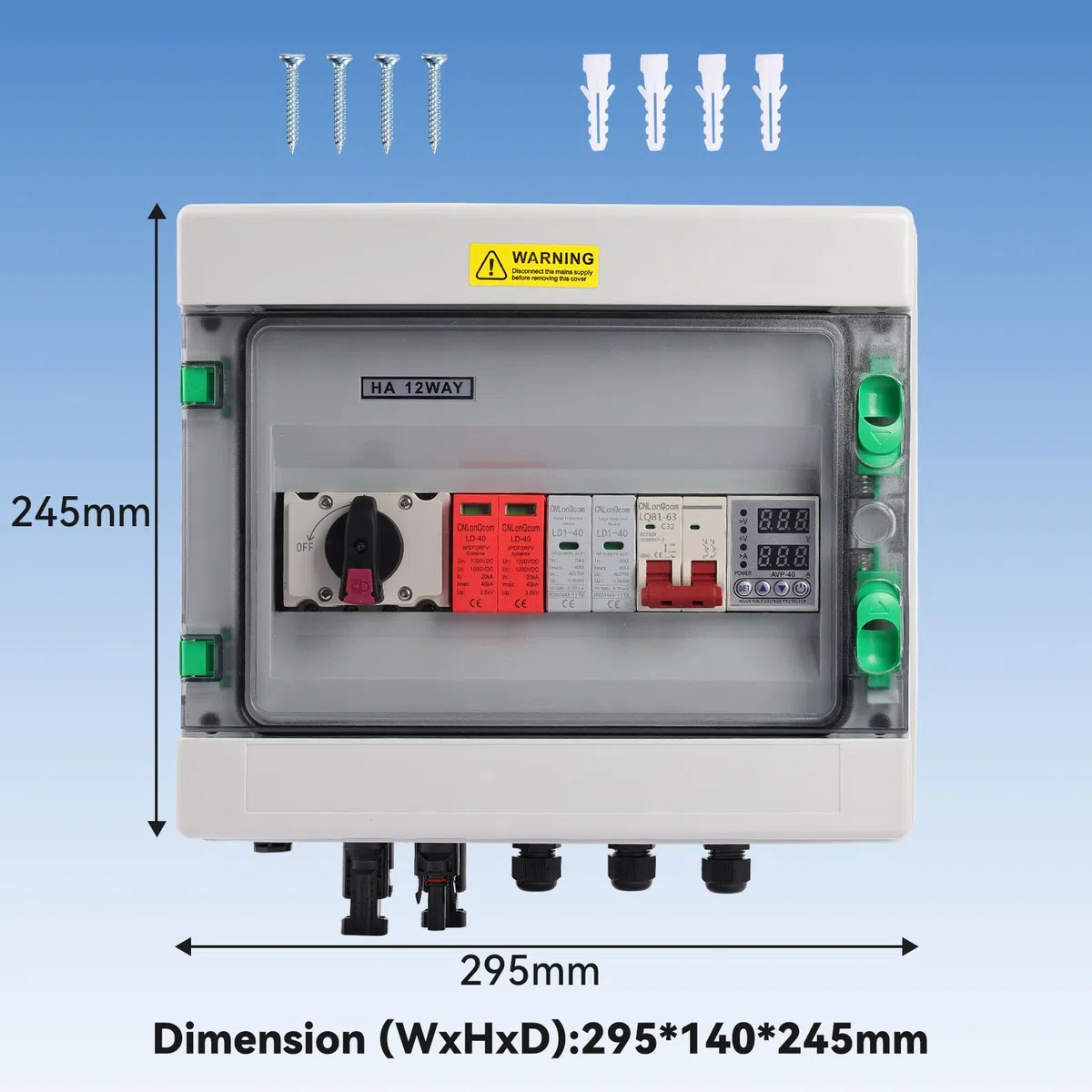 DC 1000V / AC 230V Distribution Box Photovoltaic DC Combiner Box IP65 Waterproof for Home Industrial Park Commercial Building Warehouse