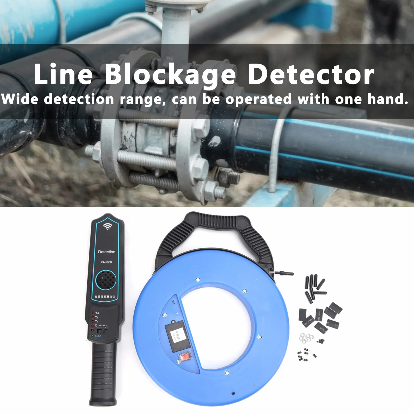 YWBL-WH Detector de Obstrucción de Tuberías, Herramienta de Detección de Posición de Bloqueo del Localizador con Rango de Detección Largo para Tuberías Domésticas (40M)