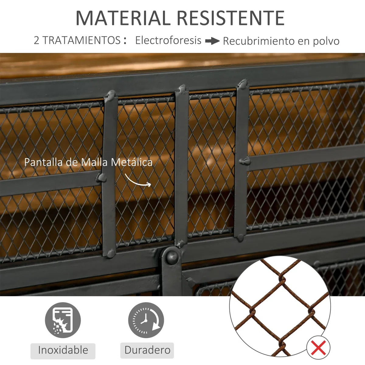 HOMCOM Salvachispas Plegable Pantalla Protectora de Chimenea de 3 Paneles con Doble Puerta y Pies Adicionales 120x11,5x79 cm Estructura de Metal Negro