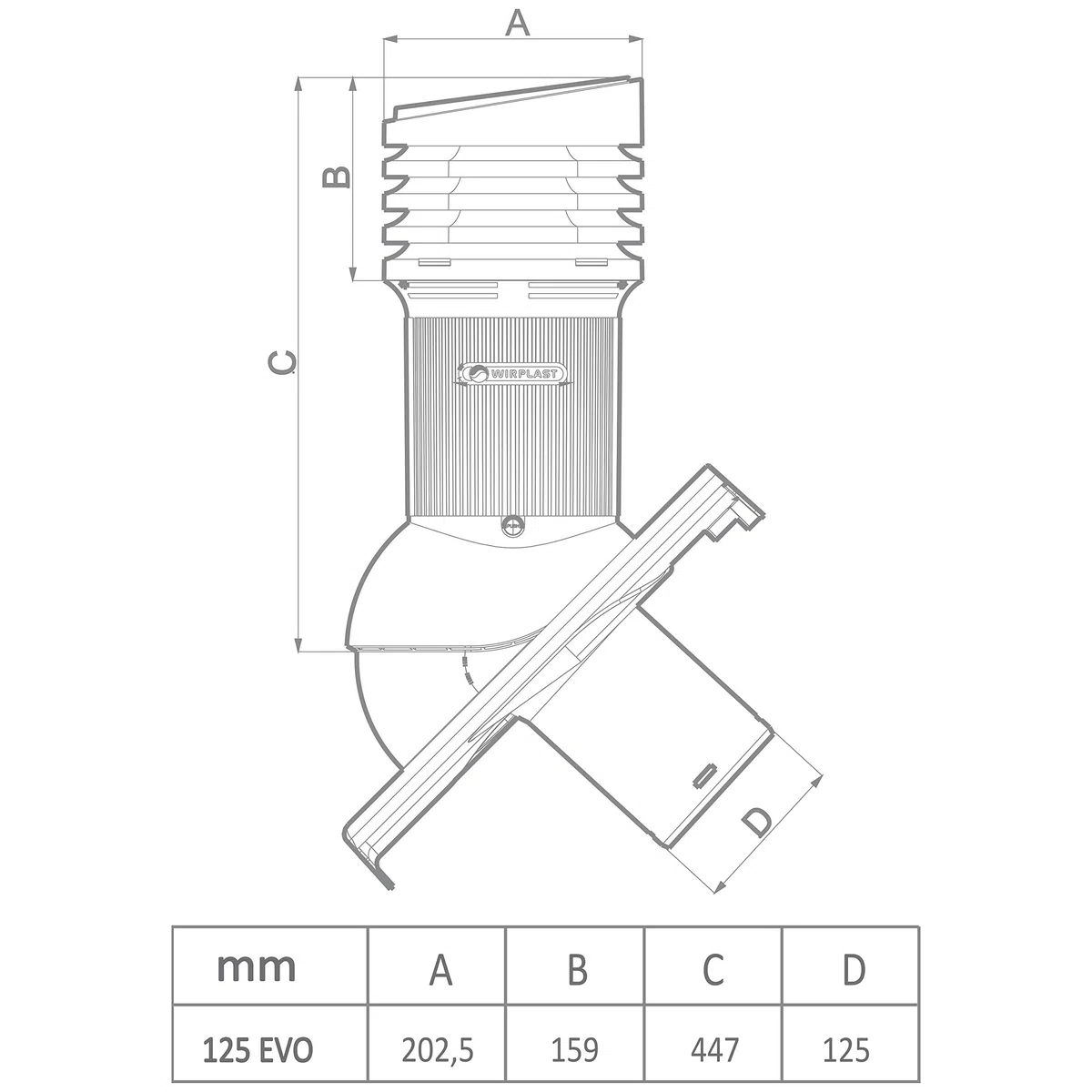 Chimenea de ventilación PRO DN125 para Koramic – L15 (alicates), tejas de teja, Extractor Chimenea (RAL 8017 – marrón)