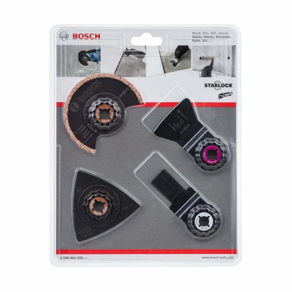 Bosch 2 608 661 695 - Set para alicatar, 4 piezas - ACZ 85 RT (1x); AVZ 78 RT (1x); ATZ 52 SC (1x); AIZ 20 AB (1x) (pack de 4)