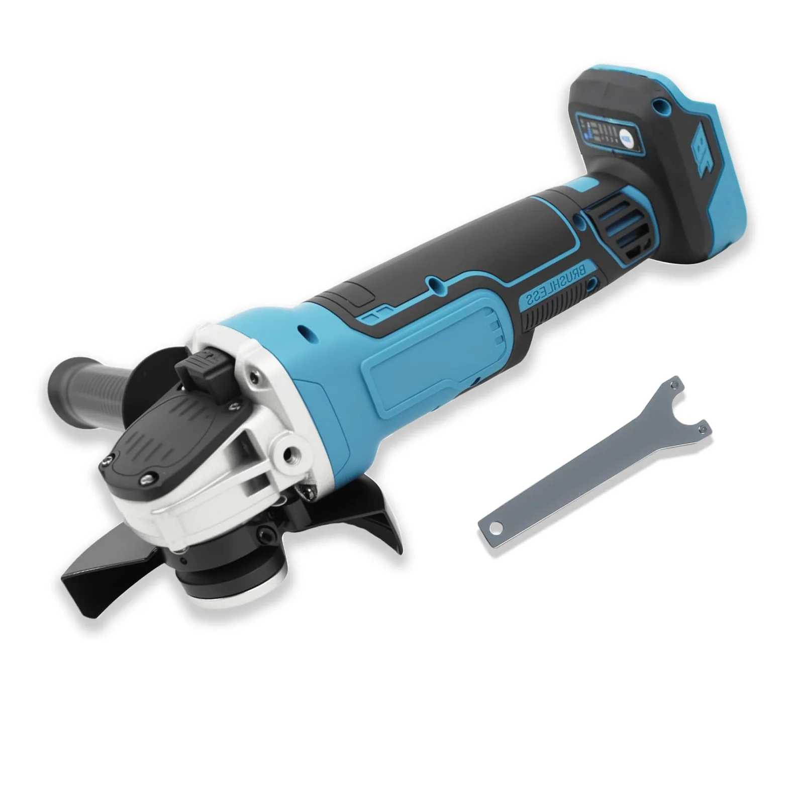 Amoladora angular con batería compatible con Makita 18 V, 8500 rpm, control de velocidad de 4 niveles, disco abrasivo de 125 mm con llave de lijadora para lijar, cortar y pulir (sin batería)