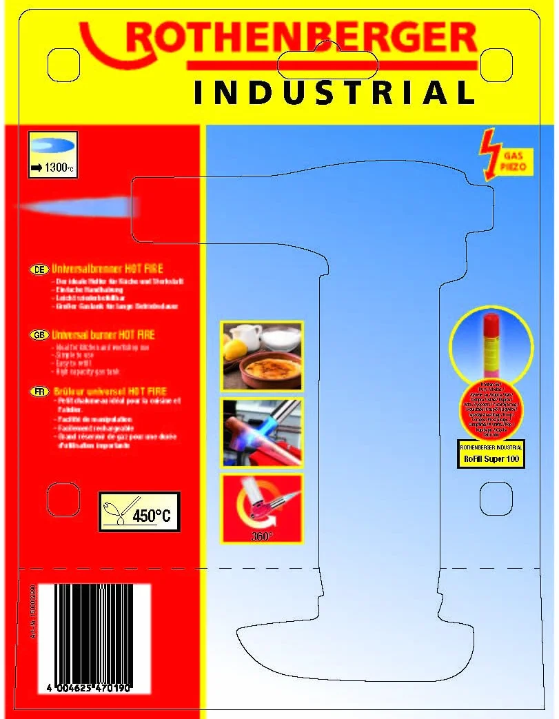ROTHENBERGER Flambeo industrial – Quemador universal Hot Fire, crema brulee, flambeado, caramelización, gratinado, gastronomía, posible trabajar sobre la cabeza, rellenable, 1500002990